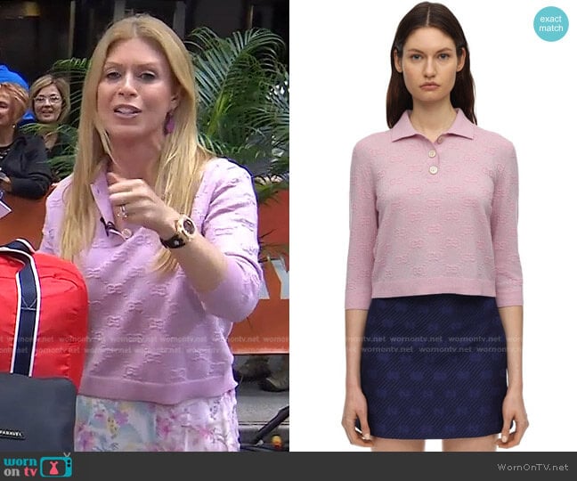 Gg Wool Knit Lurex Polo Top by Gucci worn by Jill Martin on Today