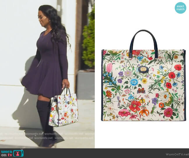 Large Flora tote bag by Gucci worn by Kenya Moore  on The Real Housewives of Atlanta