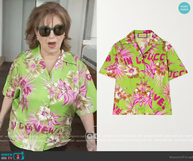 Love Parade printed silk-twill shirt by Gucci worn by Joy Behar on The View