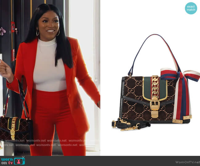 Sylvie Shoulder Bag by Gucci worn by Drew Sidora  on The Real Housewives of Atlanta