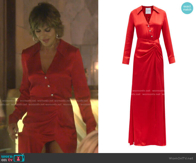 Lisa Rinna's Red Satin Platform Mary Jane Pumps