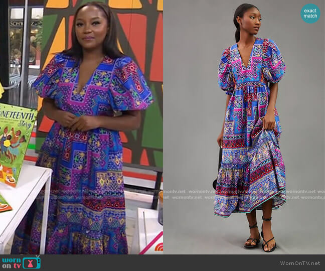 Palmer Patchwork Maxi Dress by Hunter Bell worn by Makho Ndlovu on Today