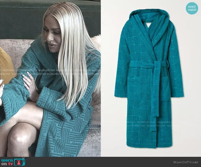 Intrecciato-Pattern Flocked Belted Robe by Bottega Veneta worn by Dorit Kemsley on The Real Housewives of Beverly Hills