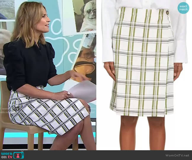 Jacquard Check Wrap Skirt by Victoria Beckham worn by Savannah Guthrie on Today