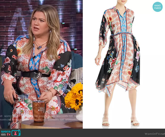 Geana Patsy Silk Dress by Johnny Was worn by Kelly Clarkson  on The Kelly Clarkson Show