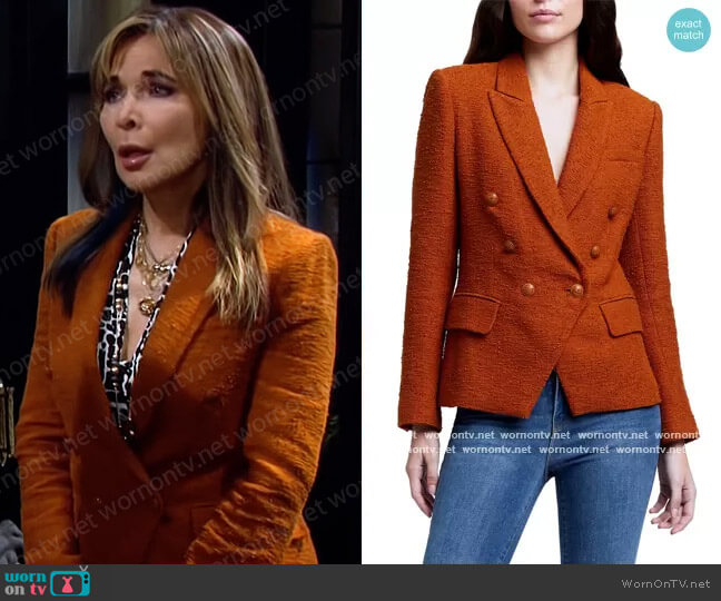 Kenzie Double Breasted Tweed Blazer by L'Agence worn by Kate Roberts (Lauren Koslow) on Days of our Lives