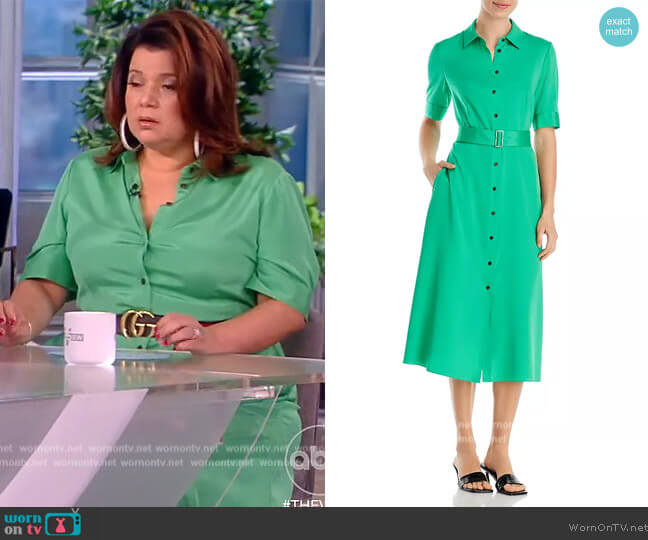 Short-Sleeve Belted Shirtdress by Lafayette 148 worn by Ana Navarro on The View