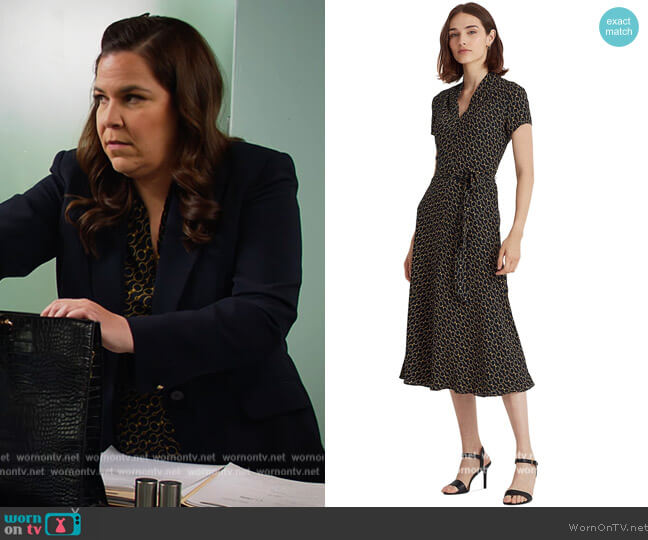 Chain-Print Fit & Flare Midi Dress by Ralph Lauren worn by Sara Castillo (Lindsay Mendez) on All Rise