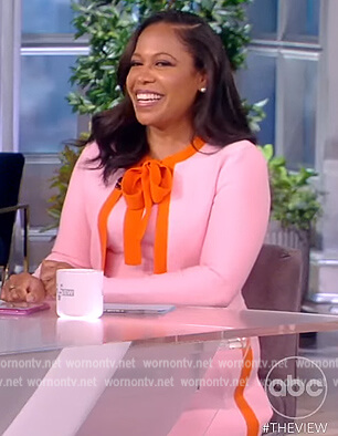 Lindsey Granger's pink contrast cardigan and dress on The View