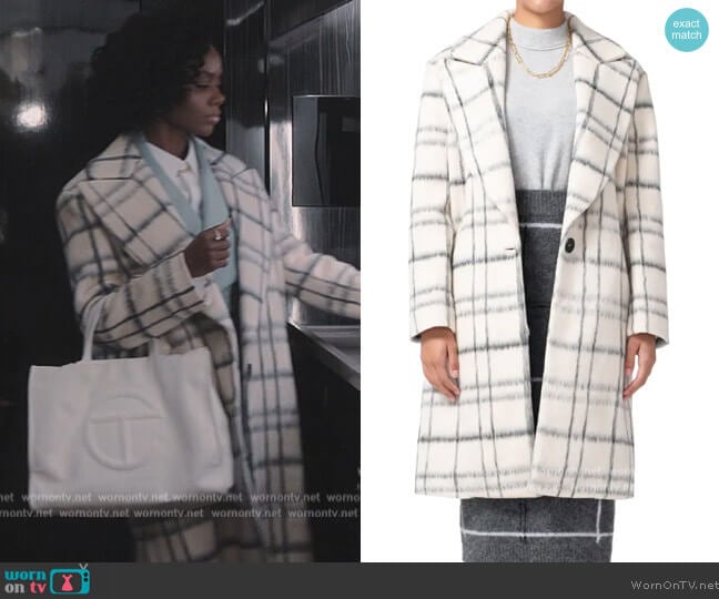 Graphic Check Princess Coat by Lita by Ciara worn by Zenzi Fullington (Ashleigh Murray) on Tom Swift