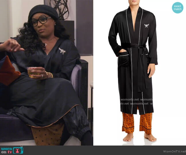 Unisex Classic Logo Silk Reversible Robe by MCM worn by Marlo Hampton on The Real Housewives of Atlanta