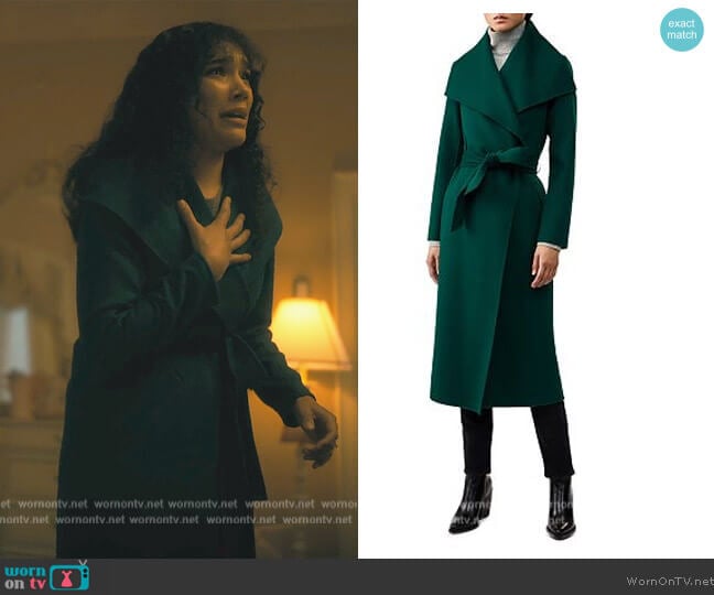 Mai Lightweight Wool Wrap Coat by Mackage worn by Allison Hargreeves (Emmy Raver-Lampman) on The Umbrella Academy