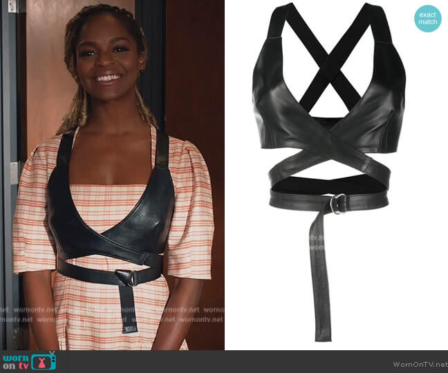 WornOnTV: Ness's leather bustier top on All Rise, Samantha Marie Ware