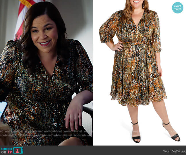 Ruffle Hem Wrap Dress by Maree Pour Toi worn by Sara Castillo (Lindsay Mendez) on All Rise