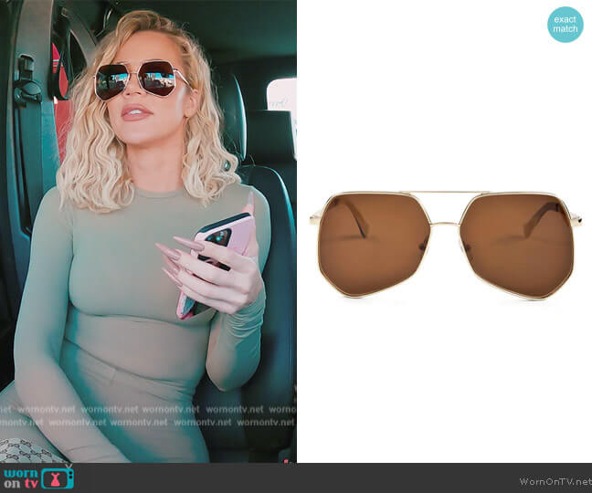 Megalast 59mm Aviator Sunglasses by Grey Ant worn by Khloe Kardashian (Khloe Kardashian) on The Kardashians