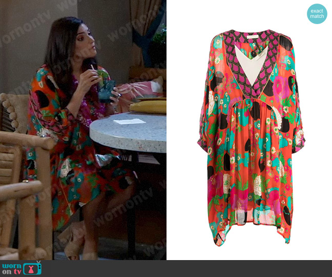 Mes Demoiselles Floral Kaftan worn by Brook Lynn Quartermaine (Amanda Setton) on General Hospital