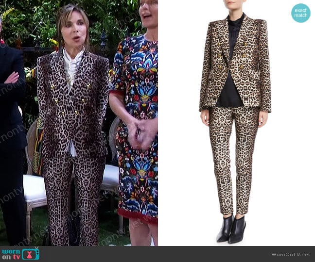 Miller Leopard Jacket and Lago Pants by Veronica Beard worn by Kate Roberts (Lauren Koslow) on Days of our Lives