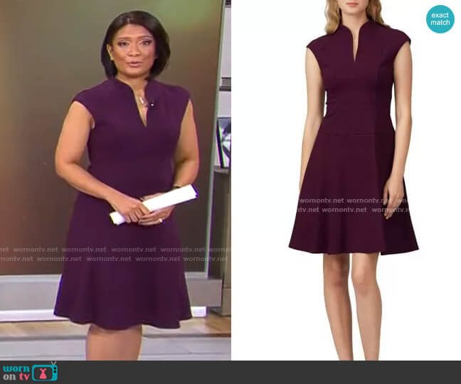 Nanette Lepore Plum Flare Dress worn by Elaine Quijano on CBS Mornings