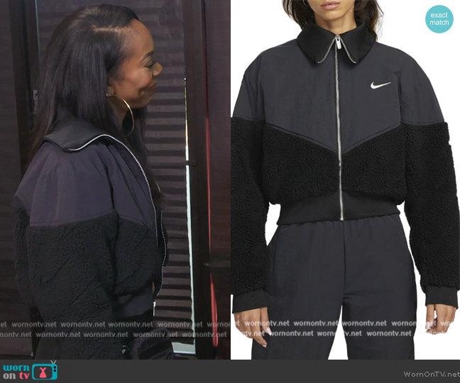 Crop Mixed Media Jacket by Nike worn by Sanya Richards-Ross on The Real Housewives of Atlanta