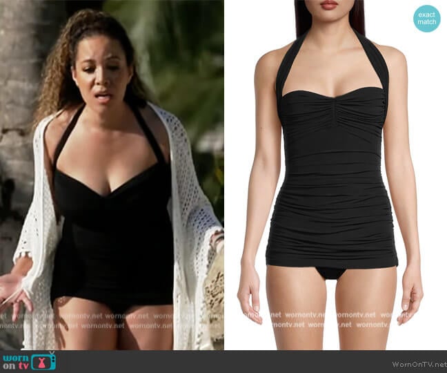 Bill Mio Shirred Halter One-Piece Swimsuit by Norma Kamali worn by Sunny Hostin on The View