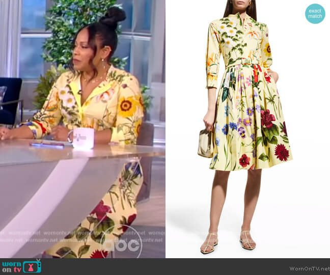 Floral Pleated Midi Dress by Oscar de la Renta worn by Lindsey Granger on The View