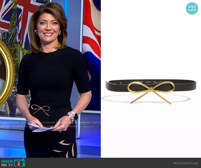 Leather Tailored Belt by Oscar de la Renta worn by Norah O'Donnell  on CBS Evening News