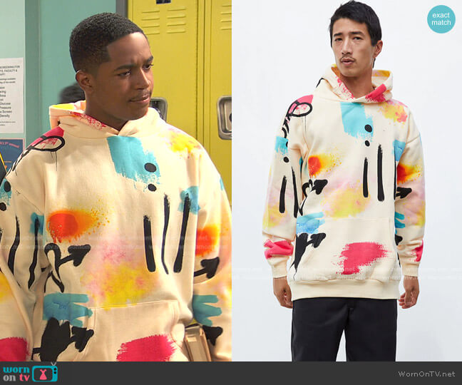 Scrap Art Hoodie by PacSun worn by Booker Baxter (Issac Ryan Brown) on Ravens Home