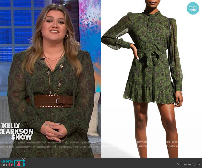 Vittoria Mini Dress with Neck Tie by Paige worn by Kelly Clarkson on The Kelly Clarkson Show