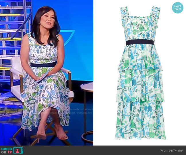 Floral Crinkle Tiered Dress by Peter Som Collective worn by Eva Pilgrim on Good Morning America
