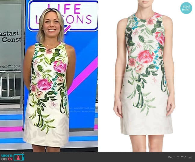 Placed Floral Print Stretch A-Line Dress by Eliza J worn by Dylan Dreyer on Today