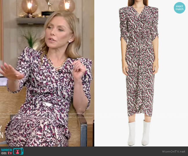 WornOnTV: Kelly’s abstract print midi dress on Live with Kelly and Ryan ...