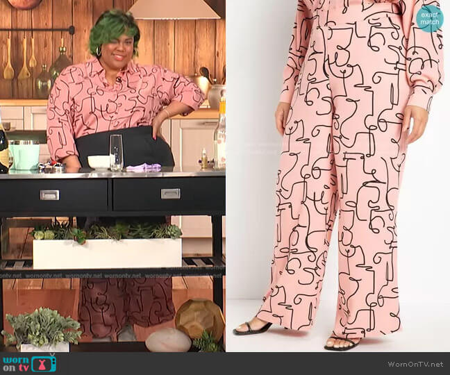 Printed Wide Leg Pant by Eloquii worn by Chef Lovely on E! News Daily Pop