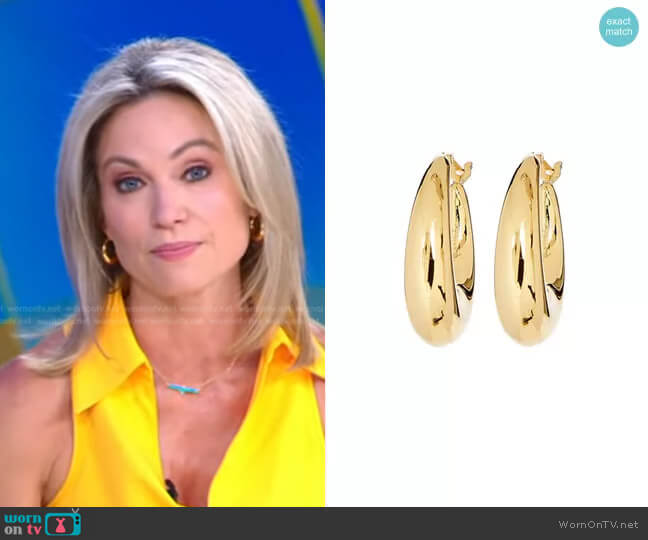 Large Puffy Hoops by Bonheur Jewelry worn by Amy Robach on Good Morning America