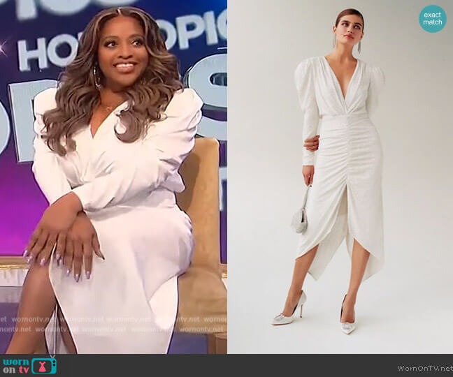 Sherri’s white puff sleeve dress on The Wendy Williams Show