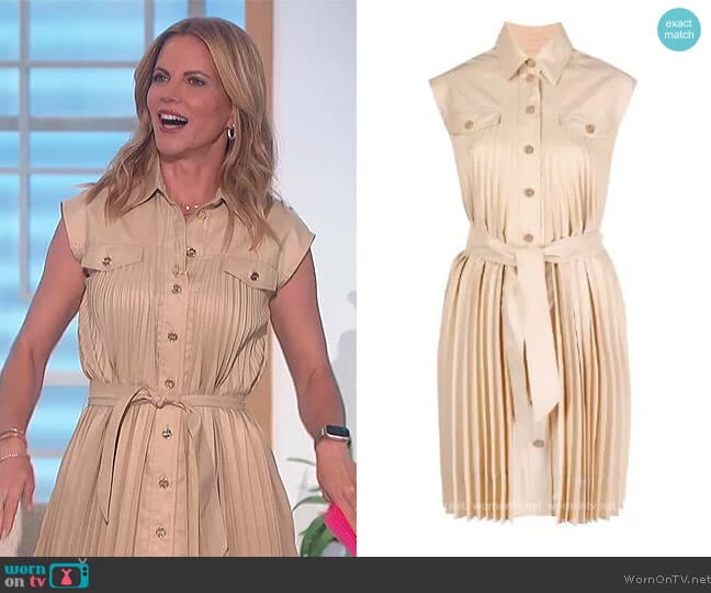  Alice pleated shirt dress by Sandro worn by Natalie Morales on The Talk