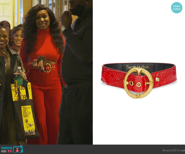 Signature Buckle Leather Belt by Sergio Hudson worn by Marlo Hampton on The Real Housewives of Atlanta