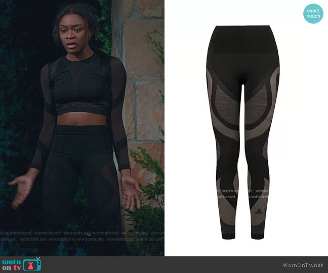 Sheer Motion Leggings by Wolford x Adidas worn by Calliope Burns (Imani Lewis) on First Kill