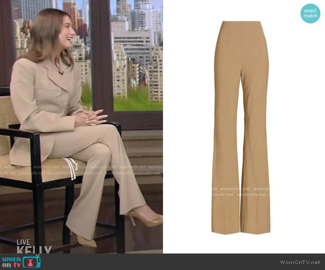 Antiope Flare Stretch Wool Pants by Sportmax worn by Hailey Bieber on Live with Kelly and Ryan