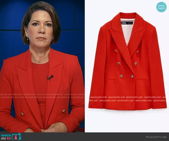 Tailored Double Breasted Blazer by Zara worn by Kelly Cobiella on Today