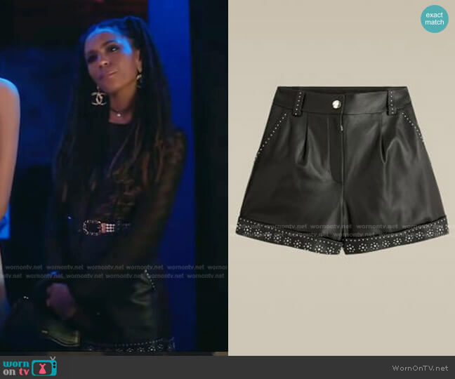 Studded Leather Shorts by Tommy Hilfiger worn by Monet de Haan (Savannah Lee Smith) on Gossip Girl