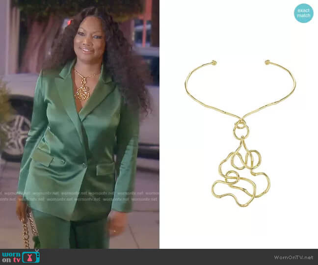 Twisted 14K Goldplated Statement Collar Necklace by Alexis Bittar worn by Garcelle Beauvais on The Real Housewives of Beverly Hills