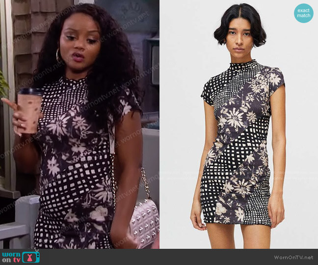 WornOnTV: Chanel's check and floral print mini dress on Days of our Lives, Raven  Bowens
