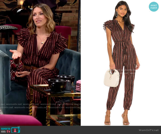 Ulla Johnson Elio Jumpsuit worn by Chloe Mitchell (Elizabeth Hendrickson) on The Young and the Restless