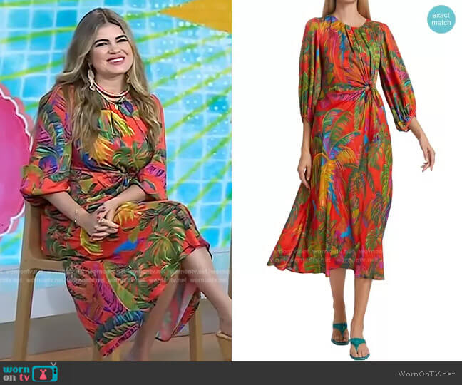 Urban Jungle Cut-Out Midi Dress by Farm Rio worn by Kathy Suarez Buccio on Today