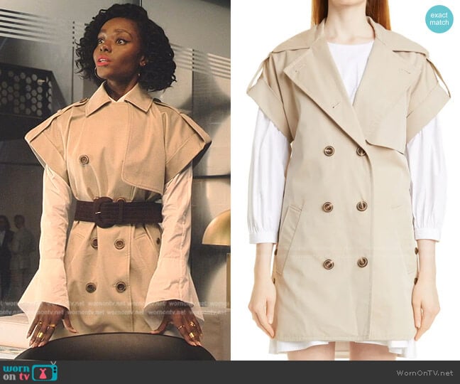 Ensie Cotton Trench Vest by Veronica Beard worn by Zenzi Fullington (Ashleigh Murray) on Tom Swift