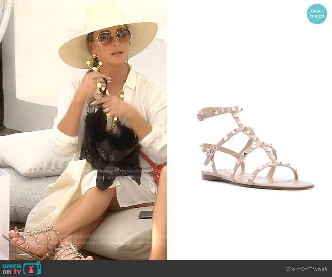 Rockstud Ankle Strap Sandals by Valentino Garavani worn by Kyle Richards on The Real Housewives of Beverly Hills