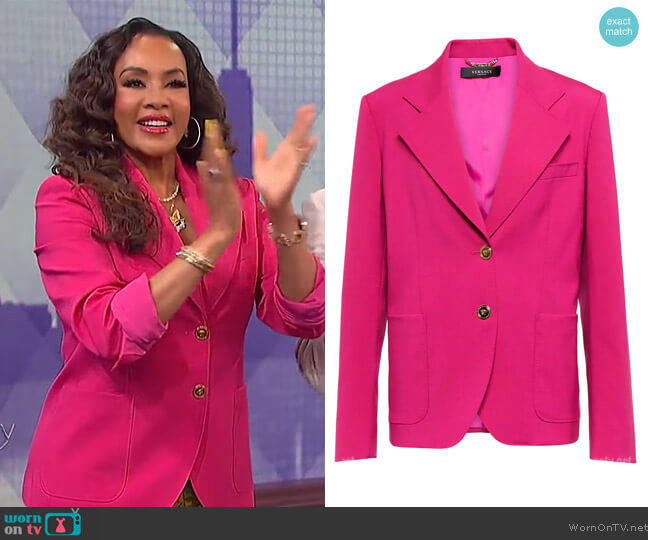 Wool-blend blazer by Versace worn by Vivica A. Fox on The Wendy Williams Show worn by Wendy Williams  on The Wendy Williams Show