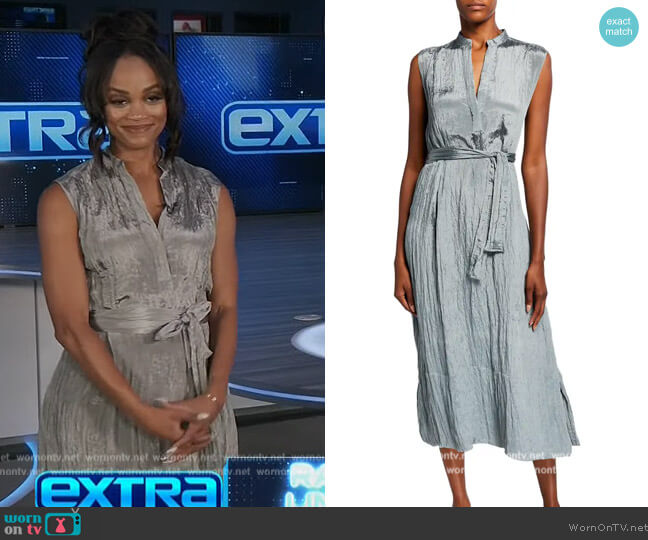 Sleeveless Textured Popover Dress by Vince worn by Rachel Lindsay on Extra