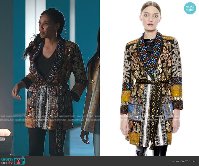 Wheaton Patchwork Jacket by Alice + Olivia worn by Talia (Aubin Wise) on First Kill