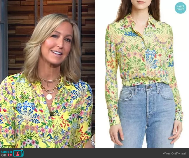 WornOnTV: Lara’s yellow floral button down blouse on Good Morning ...